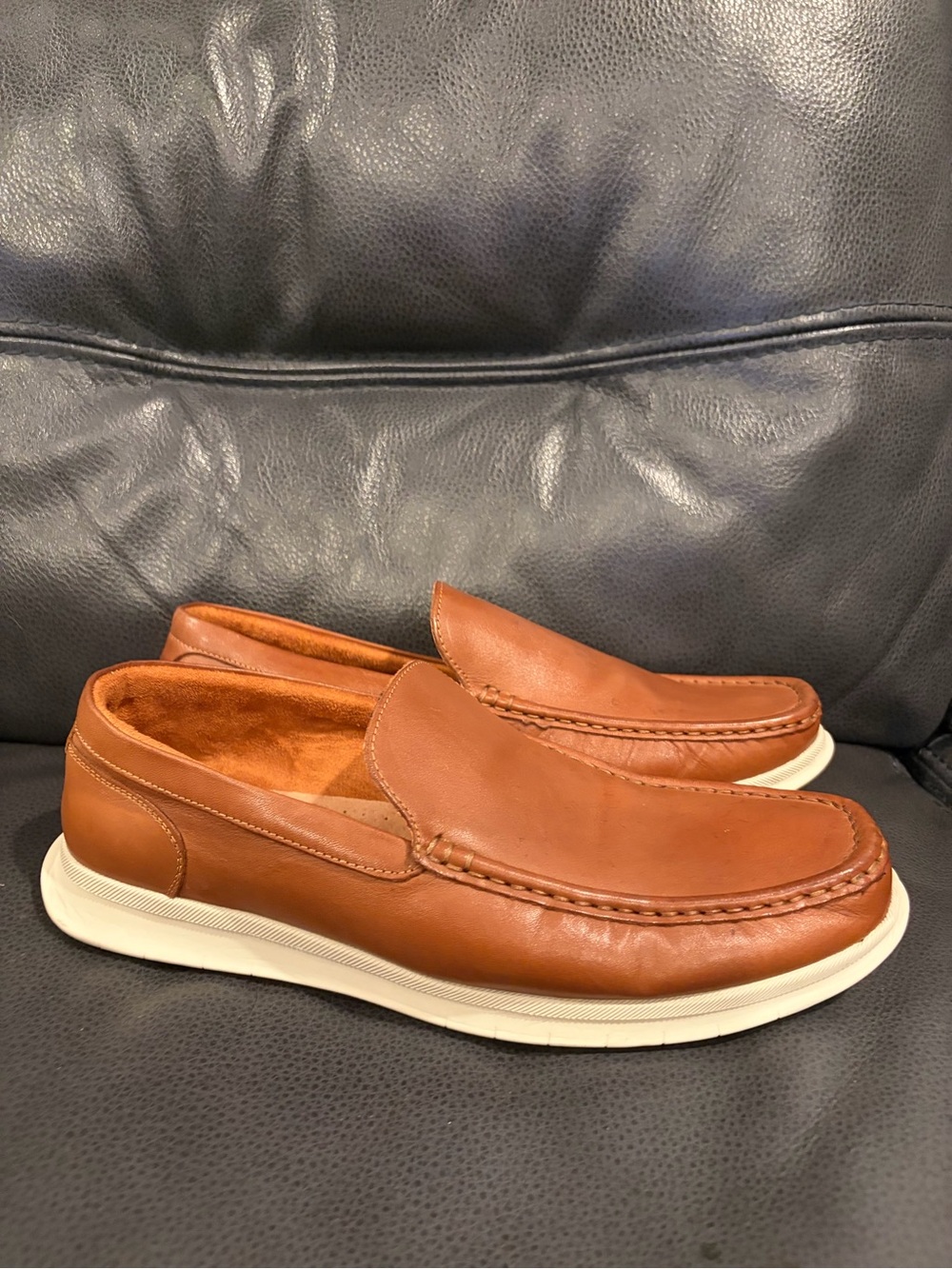 Florsheim Men's Cognac Leather Slip-On Boat Shoes